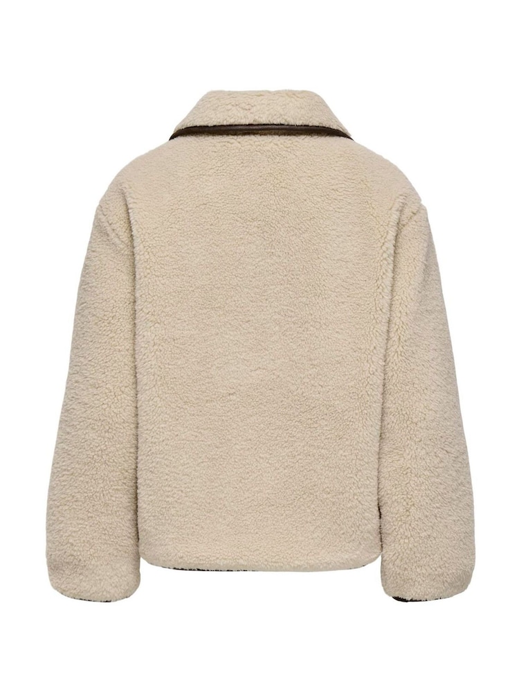 JDY Grey Sherpa Jacket - Image 8 of 8