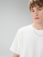 White Ottoman Single Short Sleeve Textured T-Shirt - Image 1 of 7