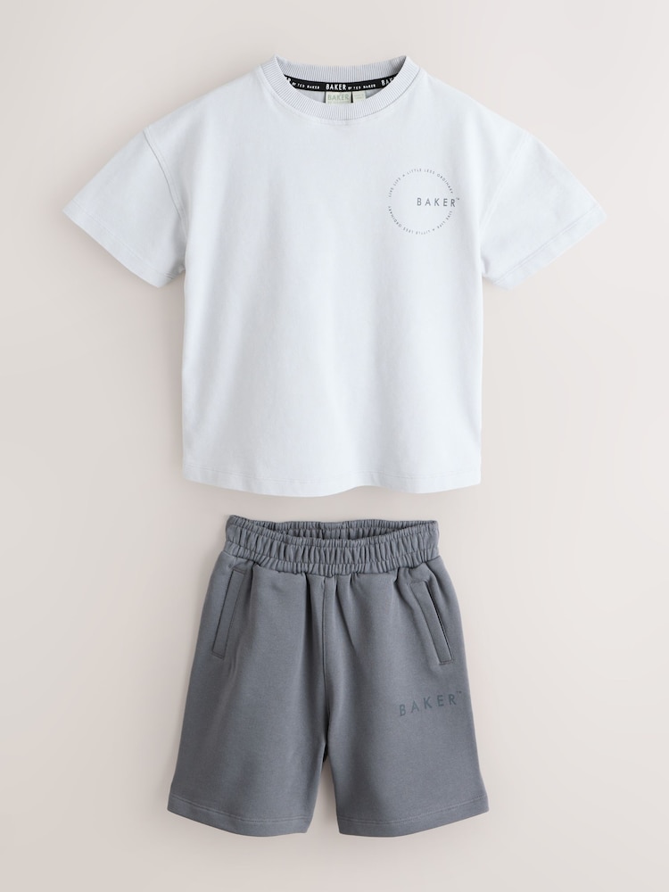 Baker by Ted Baker Grey Oversized Washed T-Shirts and Shorts Set - Image 1 of 7