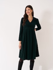 Crew Clothing Green Clara Velvet Midi Dress - Image 2 of 5