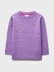 Crew Clothing Purple Heritage Cable Crew-Neck Jumper - Image 1 of 3