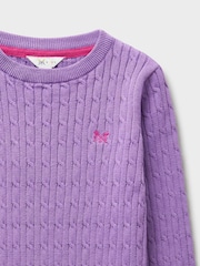 Crew Clothing Purple Heritage Cable Crew-Neck Jumper - Image 3 of 3