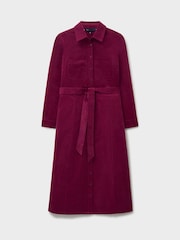 Crew Clothing Red Sienna Midi Cord Shirt Dress - Image 5 of 5