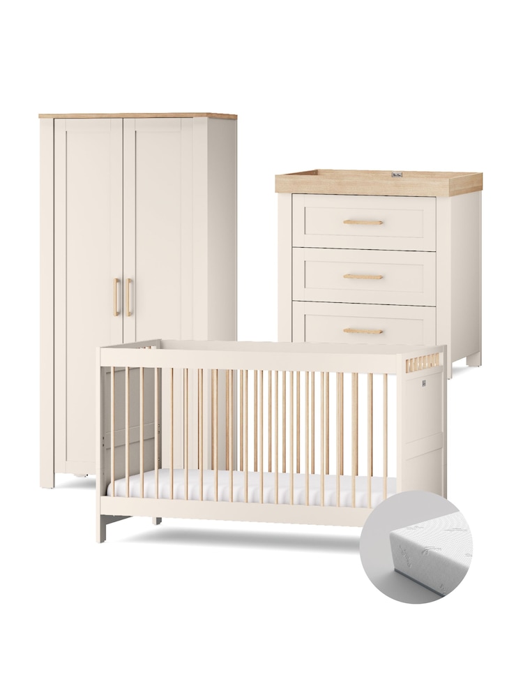 Silver Cross 4 Piece Natural Seville Furniture with Mattress Set - Image 1 of 6