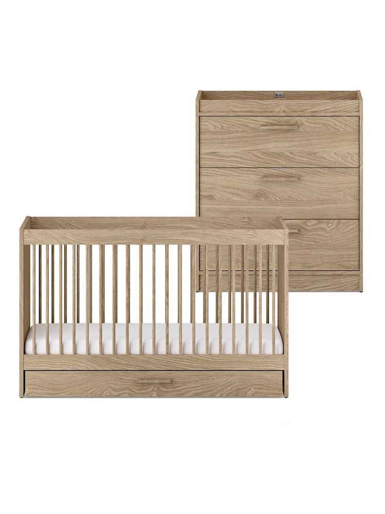 Silver Cross Brown Geneva Cot Bed and Dresser - Image 1 of 6