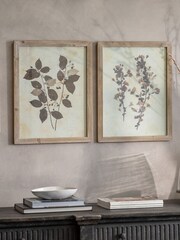 One.World Set of 2 Natural Ormington Ornamental Leaf Framed Wall Art Prints - Image 1 of 2