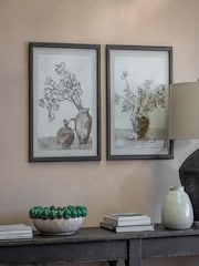 One.World Set of 2 Natural Rivington Flower Vases Framed Wall Art Prints - Image 1 of 2