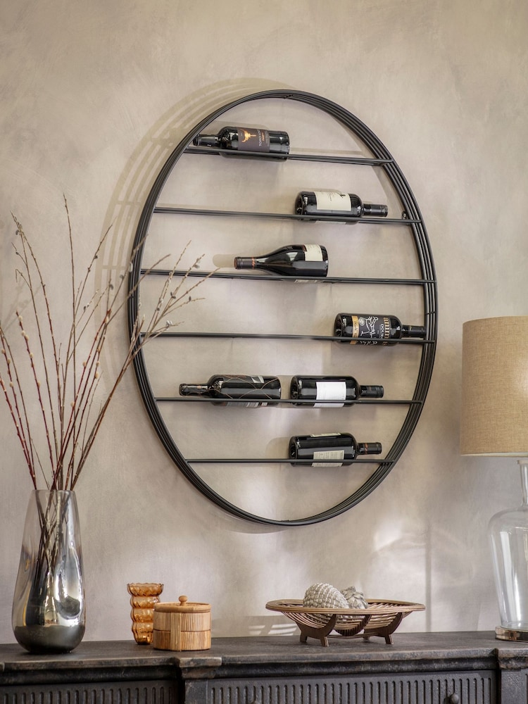 One.World Black Portland 12 Bottle Wall Wine Rack - Image 1 of 2 One.World Black Portland 12 Bottle Wall Wine Rack - Image 1 of 2