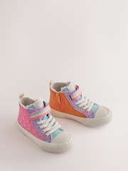 Little Bird by Jools Oliver Pink/Purple Pastel Rainbow Heart Quilted Hi-Top Trainers - Image 1 of 6