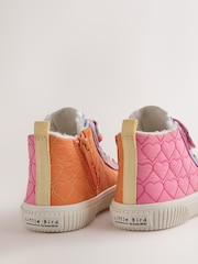 Little Bird by Jools Oliver Pink/Purple Pastel Rainbow Heart Quilted Hi-Top Trainers - Image 4 of 6