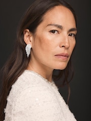 Mint Velvet Silver Plated Crystal Fringe Earrings - Image 1 of 4