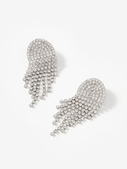 Mint Velvet Silver Plated Crystal Fringe Earrings - Image 3 of 4
