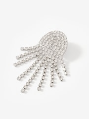 Mint Velvet Silver Plated Crystal Fringe Earrings - Image 4 of 4