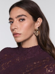 Mint Velvet Gold Tone Heart Drop Earrings - Image 1 of 5