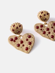 Mint Velvet Gold Tone Heart Drop Earrings - Image 4 of 5