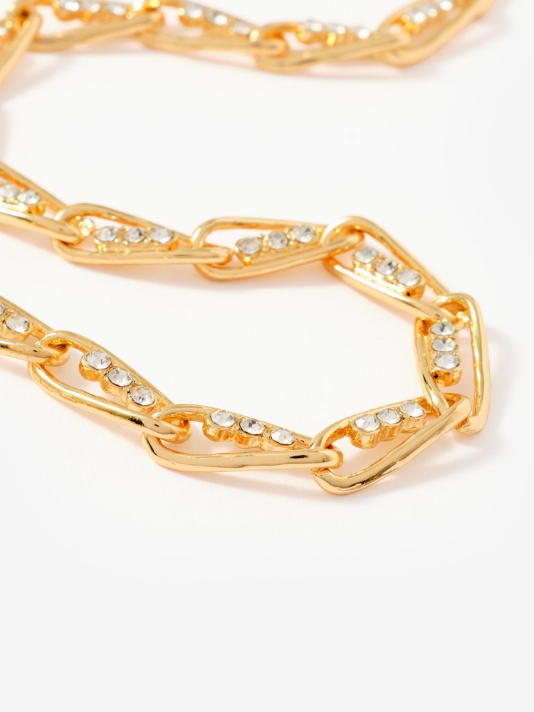 Mint Velvet Gold Gold Tone Pave Chain Necklace - Image 3 of 3