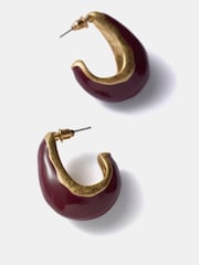 Mint Velvet Gold Tone Burgundy Curved Teardrop Earrings - Image 1 of 4