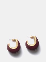 Mint Velvet Gold Tone Burgundy Curved Teardrop Earrings - Image 3 of 4