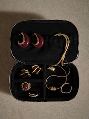 Mint Velvet Gold Tone Burgundy Curved Teardrop Earrings - Image 4 of 4