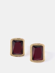Mint Velvet Gold Plated Burgundy Stone Stud Earrings - Image 2 of 3