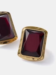 Mint Velvet Gold Plated Burgundy Stone Stud Earrings - Image 3 of 3