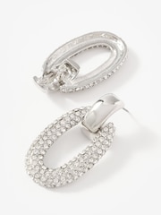 Mint Velvet Silver Plated Pave Drop Earrings - Image 1 of 4