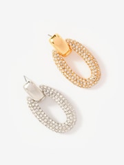 Mint Velvet Silver Plated Pave Drop Earrings - Image 2 of 4