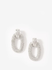 Mint Velvet Silver Plated Pave Drop Earrings - Image 3 of 4