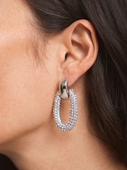 Mint Velvet Silver Plated Pave Drop Earrings - Image 4 of 4