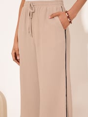 Lipsy Neutral Crinkle Culotte Trousers - Image 3 of 4