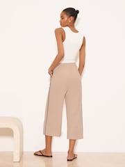 Lipsy Neutral Crinkle Culotte Trousers - Image 4 of 4
