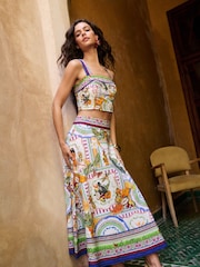 Lipsy Green Tropical Printed Full Hem Midaxi Skirt - Image 3 of 3