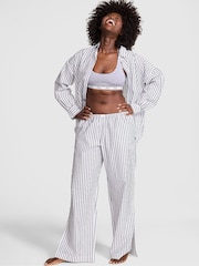 Victoria's Secret Pink Navy Blue Stripe Long Split Leg Pyjama Bottoms - Image 1 of 2