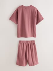 Baker by Ted Baker Plum Purple Textured T-Shirt and Shorts Set - Image 2 of 6