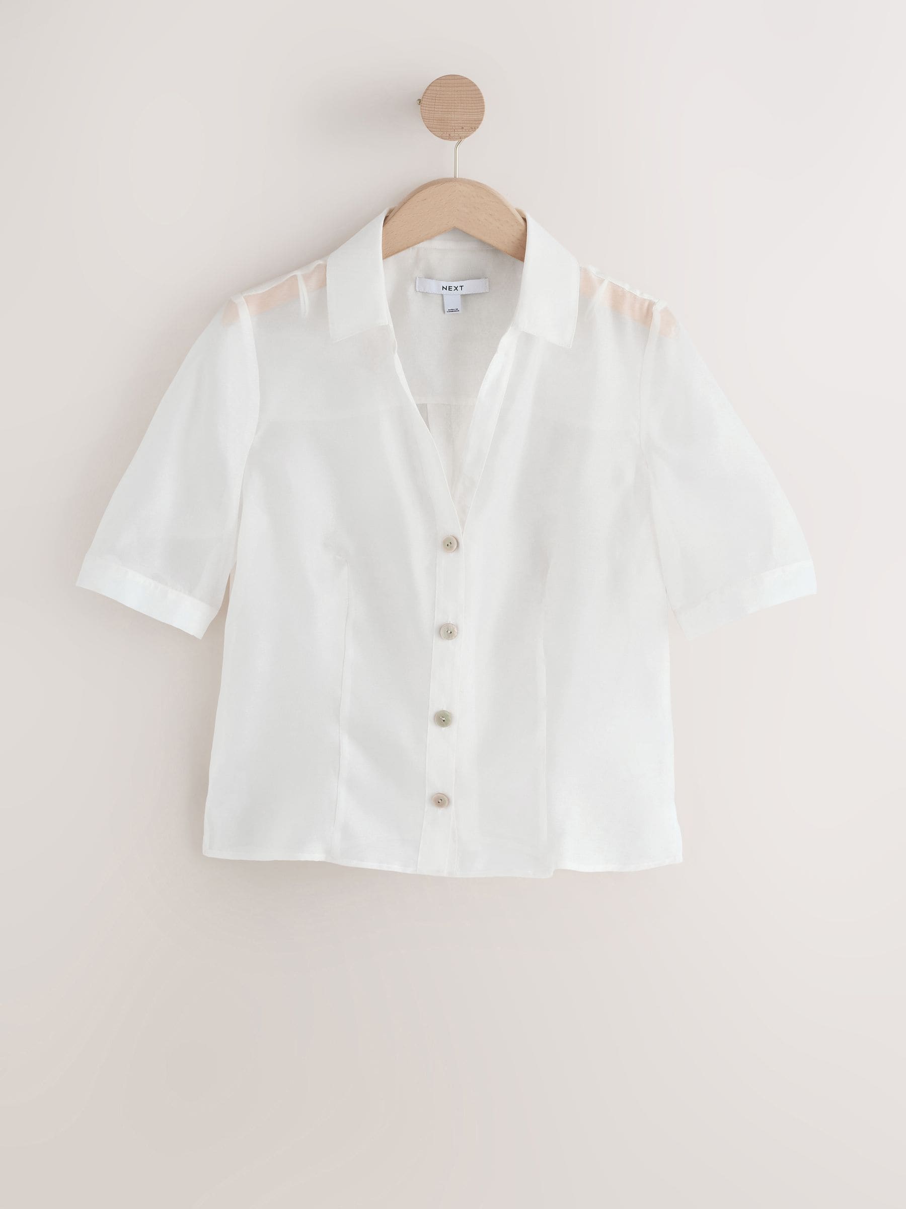 Buy White Sheer V-Neck Short Sleeve Shirt from the Next UK online shop