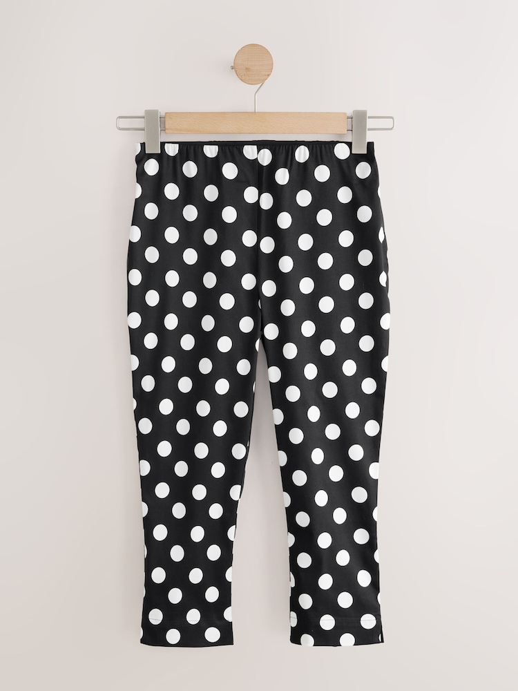 Black/White Polka Dot Capri Cropped Length Trousers - Image 1 of 3