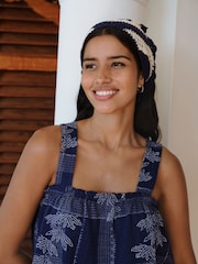 Navy Print Sleeveless Bubblehem Top - Image 4 of 7