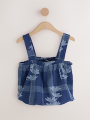 Navy Print Sleeveless Bubblehem Top - Image 5 of 7