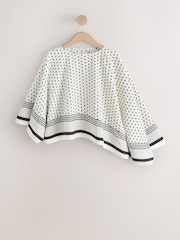 Monochrome Polka Dot Border Print Satin Cape Top - Image 1 of 3