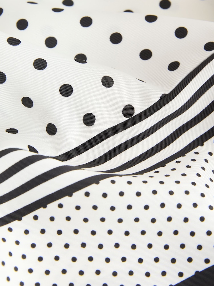 Monochrome Polka Dot Border Print Satin Cape Top - Image 2 of 3