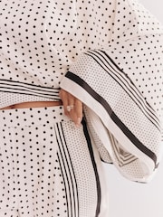 Monochrome Polka Dot Border Print Satin Cape Top - Image 8 of 9