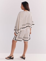 Monochrome Polka Dot Border Print Satin Cape Top - Image 9 of 9