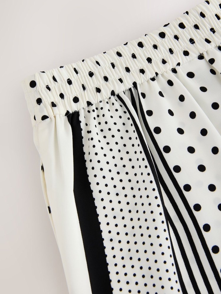 White/Black Polka Dot Border Print Bermuda Shorts - Image 3 of 3