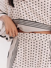 White/Black Polka Dot Border Print Bermuda Shorts - Image 4 of 7
