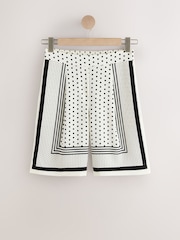 White/Black Polka Dot Border Print Bermuda Shorts - Image 5 of 7