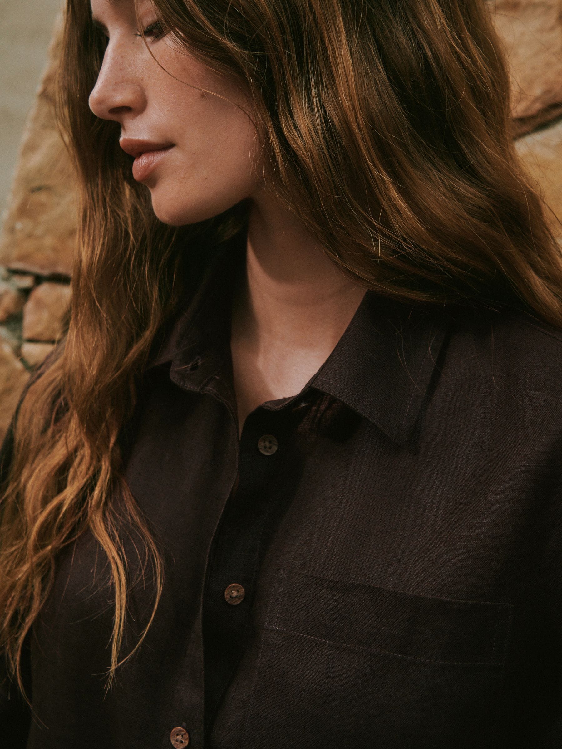 Buy Chocolate Brown N. Premium 100% Linen Boxy Short Sleeve Shirt