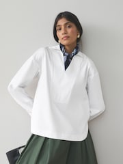 White Overhead Cotton Poplin Long Sleeve Shirt - Image 3 of 7