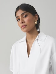 White Overhead Cotton Poplin Long Sleeve Shirt - Image 4 of 7