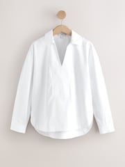White Overhead Cotton Poplin Long Sleeve Shirt - Image 5 of 7