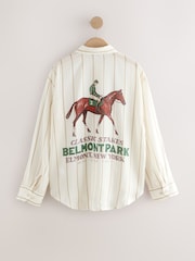 Imprimé de course à cheval à rayures neutres - Chemise légère à manches longues - Image 7 de 9